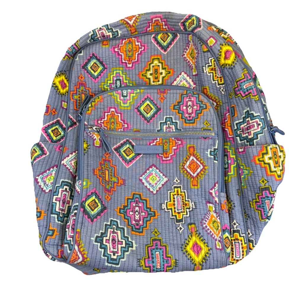 Vera Bradley Multi Color Medallion Pattern Back Pack Book Bag Adjustable Straps